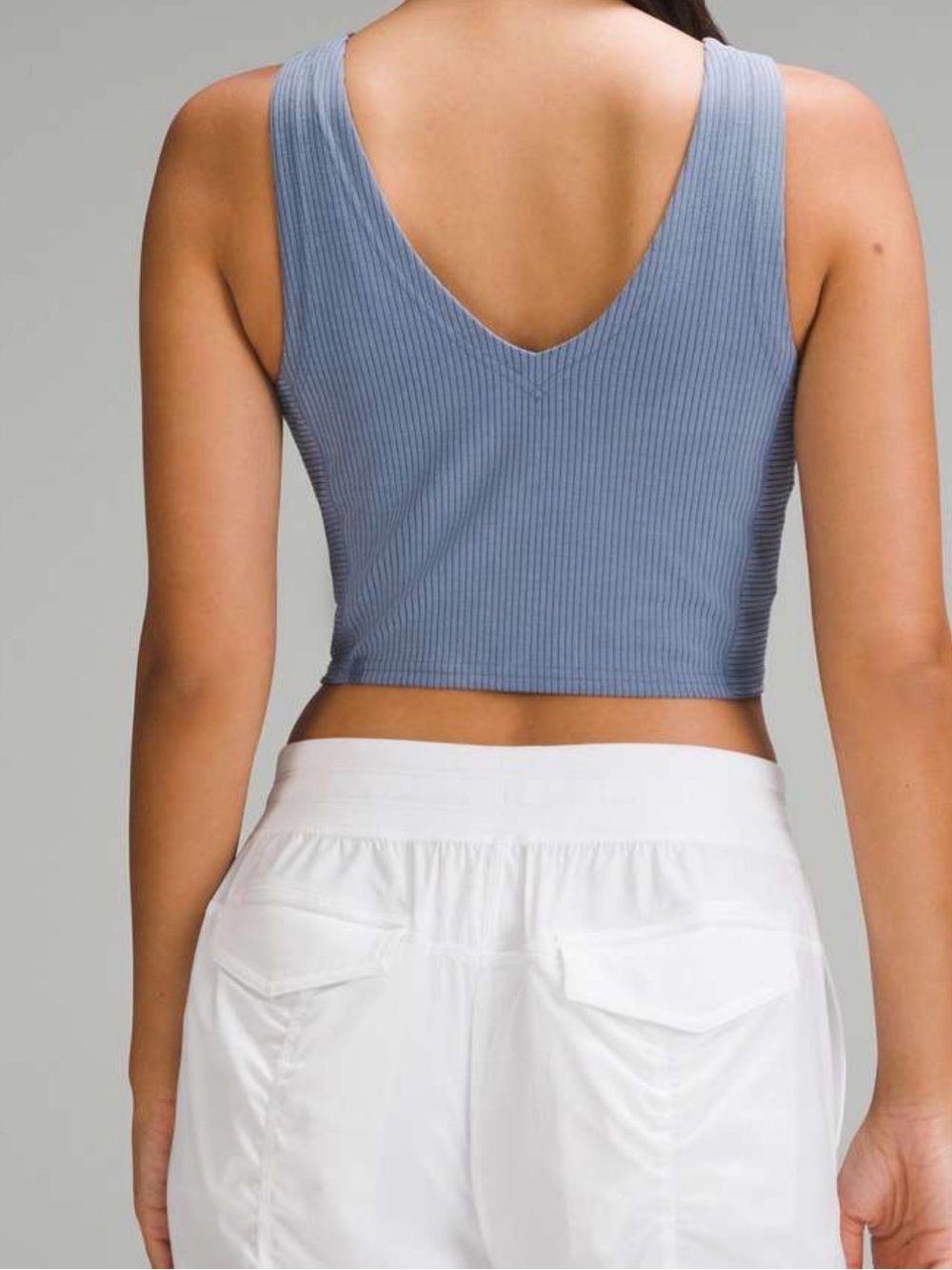 Lululemon Ribbed Softstream Light Blue Cropped Tank Top size 12 - Picture 2 of 6
